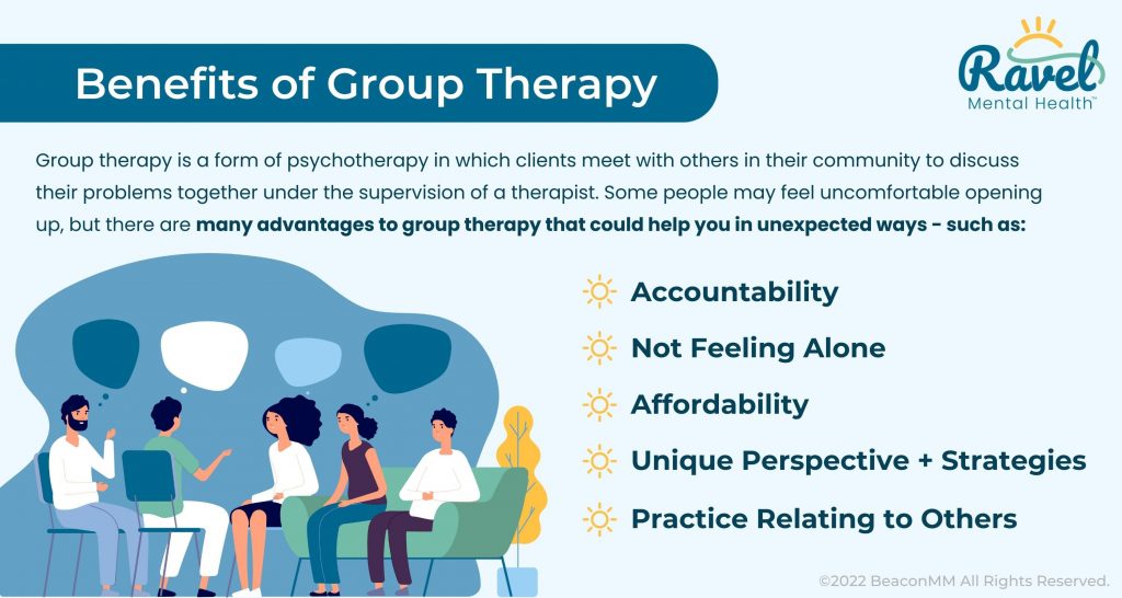 Benefits of Group Therapy infographic