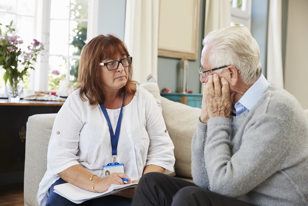 Senior citizen in geriatric therapy session