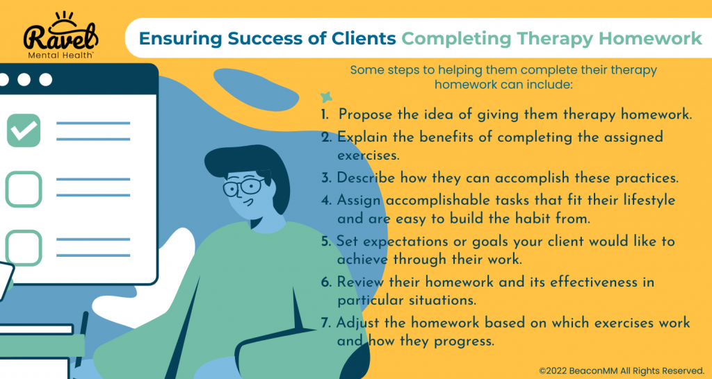 Ensuring Success of Clients Completing Therapy Homework Infographic